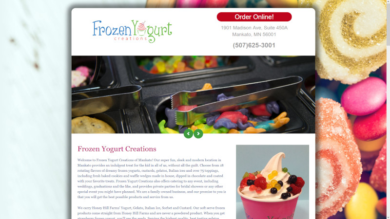 Frozen Yogurt Creations website screenshot