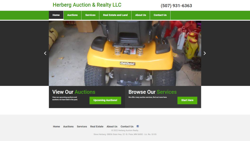 Herberg Auction & Realty LLC website screenshot