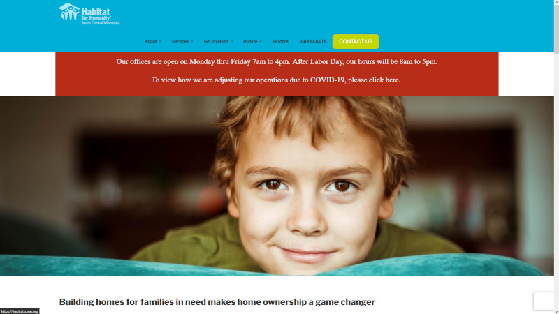 Habitat for Humanity Mankato website screenshot