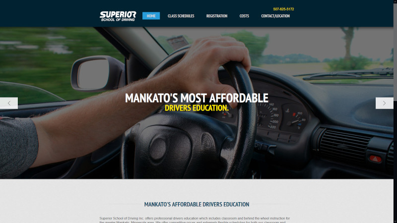 Superior Driving School website screenshot
